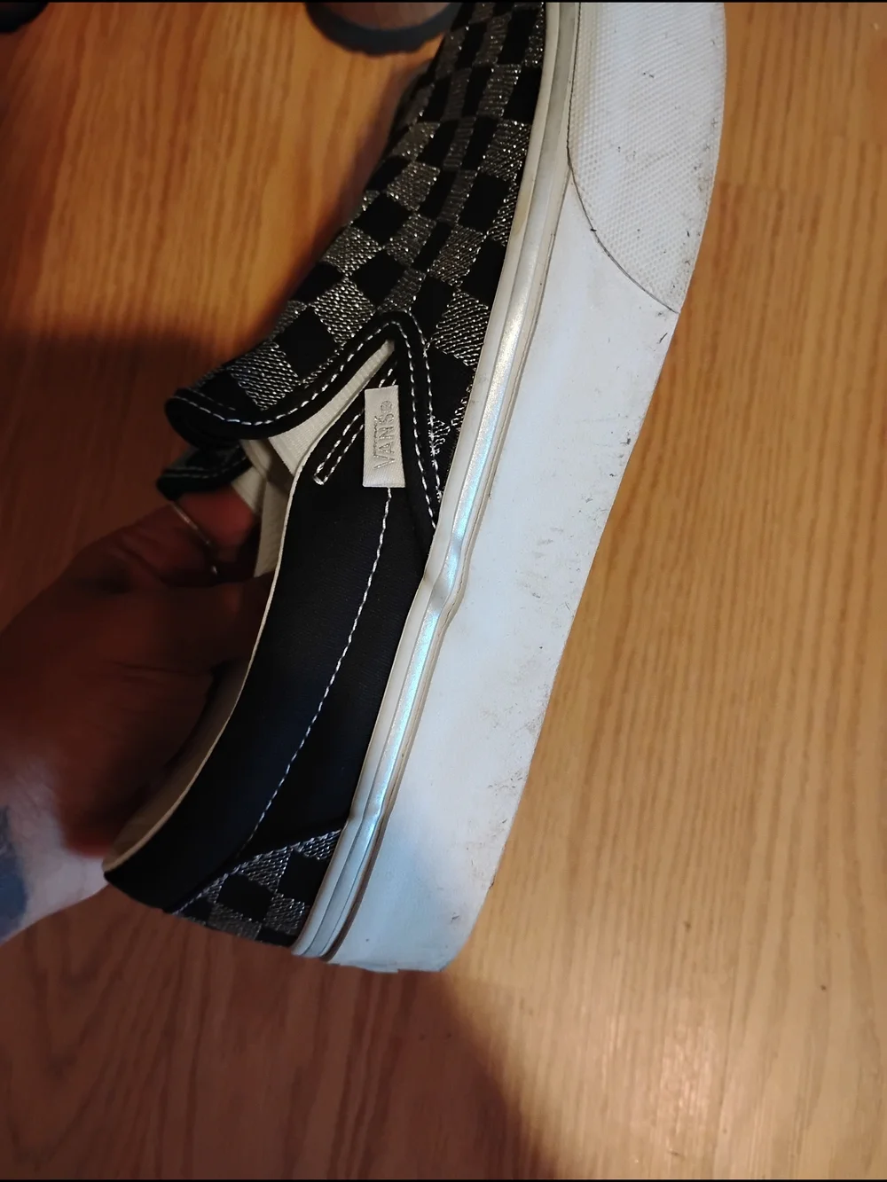 Vans Slip-On Checkerboard- Silver And Black